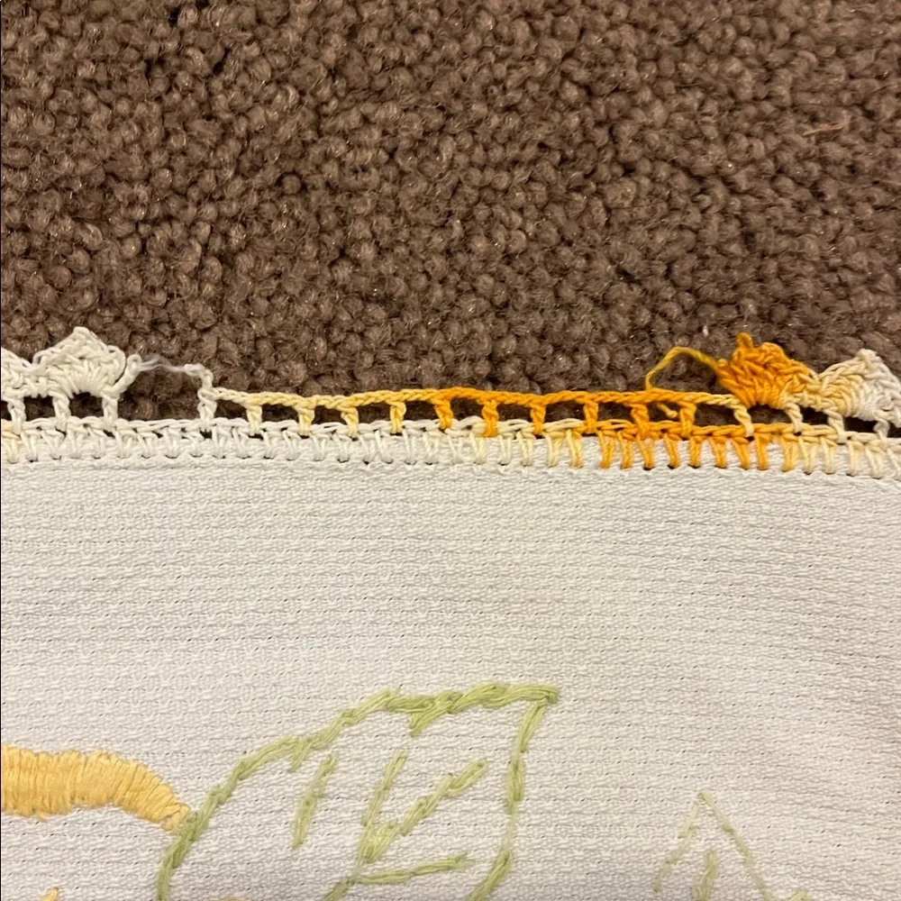 Floral Embroidered Table Runner vintage